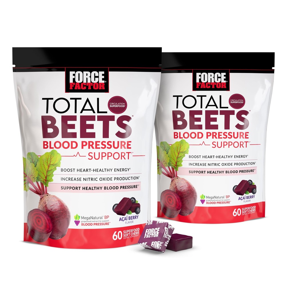 White Packaging Blend, Force Factor Total Beets Count Pressure 60 Blood (Pack 2)