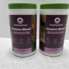 Lot of 2 Amazing Grass Greens Superfood Antioxidant Powder 14.8oz 03/2026
