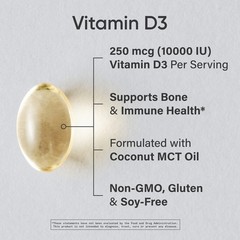 Vitamin D3 10,000 IU with Coconut MCT Oil – High Potency Vitamin D Supplement