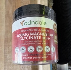Adndale Magnesium Glycinate 400mg Gummies 90ct Sugar-Free Berries