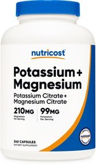 Nutricost Potassium (99 mg) Magnesium (210 Citrates, 240 Capsules -…