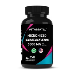 Vitamatic Micronized Creatine Monohydrate 3000 mg Per Serving – 250 Capsules