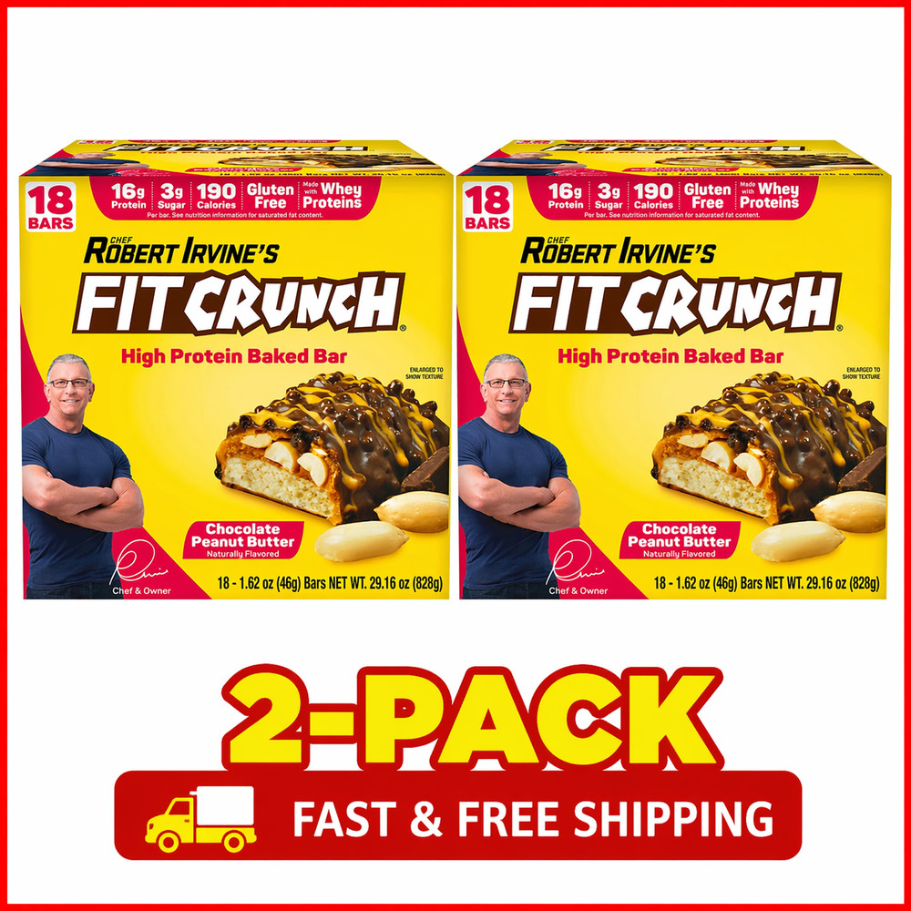 2-Pack FITCRUNCH Protein Bars, 16g Protein, Chocolate Peanut Butter, 1.62 oz, 18