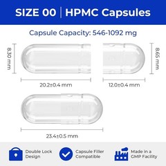 Empty Capsules Size 00 – Capsules Empty 500 Count DIY Vegetable Capsule Fil…