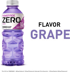 POWERADE Electrolyte Enhanced Zero Sugar Grape Sports Drink, 20 Ounce (Pack of 8