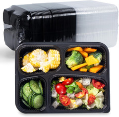 YANGRUI Meal Prep Containers 40 Pack 34 oz – Shrink-Wrapped No Pre-Wash | 4 Comp