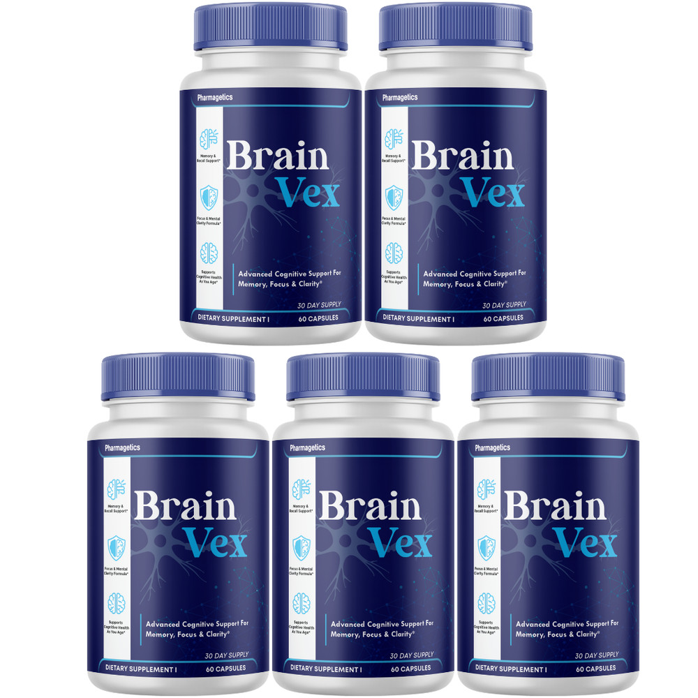 Brain Vex Memory Focus Supplement Cognitive Support Formula w/Bacopa (5 Bottles)