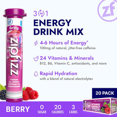 Zipfizz Energy Drink Powder, Electrolytes + B12, Sugar Free, Berry 20 Pack