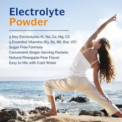 Rapid Hydration Electrolyte Powder – Pineapple Pear Flavor, No Sugar, 16 Packets
