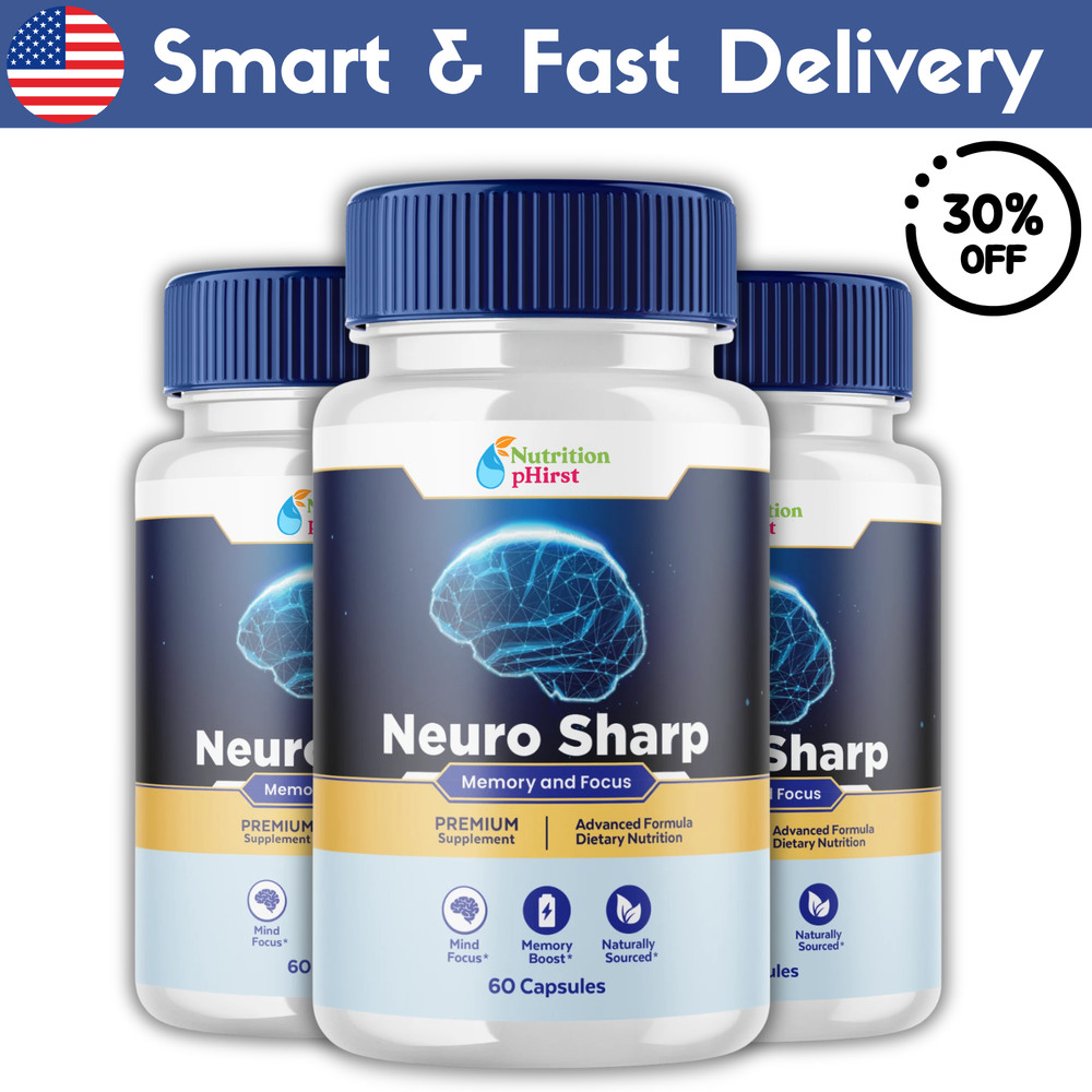(3 Pack) Neuro Sharp Nootropic All Natural Formula Brain Supplement 60 Capsules