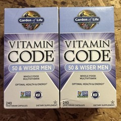 2 Pack Garden of Life Vitamin Code 50 & Wiser Men Multivitamin, 240ct Per Bottle