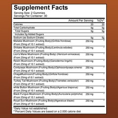 Mushroom Extract Complex Gummies Lions Mane Chaga Reishi Focus Memory Immunity