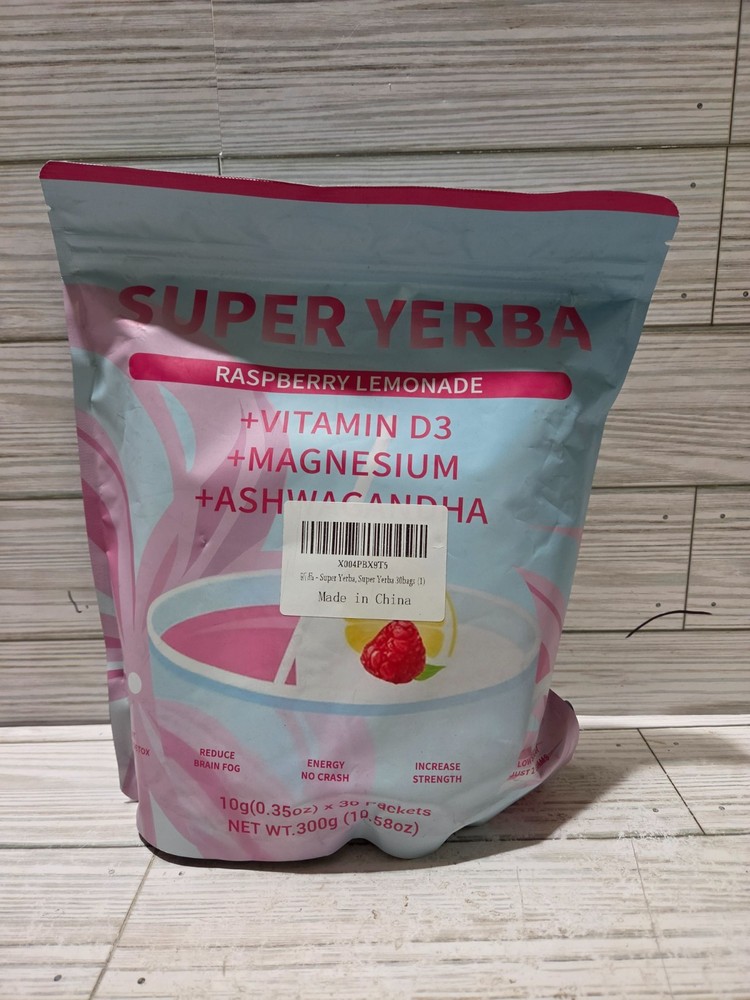 Super Yerba Raspberry Lemonade Vitamin D3 Magnesium Ashwagandha 30 Packs 5/2027