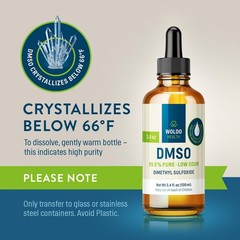 99.9% Pure DMSO Liquid – 3.38 fl. oz Dimethyl Sulfoxide Drops, Low Odor, Glass D