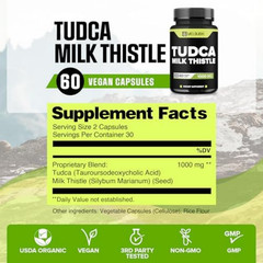 1000Mg Tudca Supplement with Milk Thistle Extract – 60 Vegan Capsules – Support