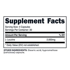 TypeZero L-Leucine Capsules (2000mg per serving) 120 capsules – 30 Servings
