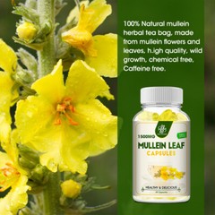 60Pills Mullein Leaf Capsules For Lung Cleansing Detox Herbal Dietary Supplement