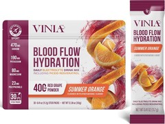 VINIA Resveratrol Electrolyte Hydration Powder Mix Summer Orange Blood Flow
