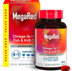 MegaRed Advanced Absorption Omega 3 Fish Oil 500mg 80 Softgels New Free Shipping