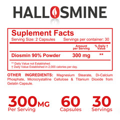 HALLOSMINE Diosmin 300mg – Circulation & Vein Support- Varicose Veins – 60 Caps
