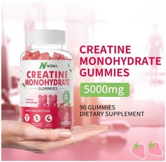 Creatine Monohydrate Gummies 5000mg for Men & Women – 90ct Strawberry Gummies