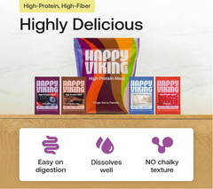 Happy Viking Plant-Based Protein Shake Variety Pack, 12 Meals, 30g Protein