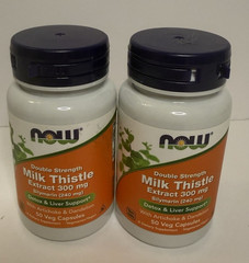 (2 Pack) NOW Foods Milk Thistle Extract 300 mg Double Strength 50 caps EXP 12/27