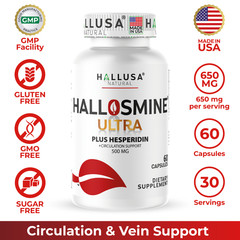 HALLOSMINE ULTRA Diosmin Hesperidin 650 mg Varicose Veins Hemorrhoids – 60 caps