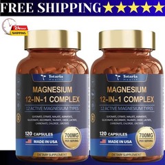 in Magnesium 12 2bottle 1 Complex 700mg -Dietary Supplement 120 caps sealed