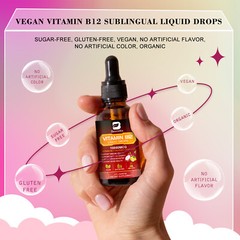 B12 Liquid Drops 2oz – Extra Strength Methylcobalamin, Energy & Immune Support