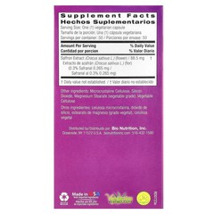 Bio Nutrition Saffron Extract 50 Veggie Caps Gluten-Free, No Artificial Flavors,
