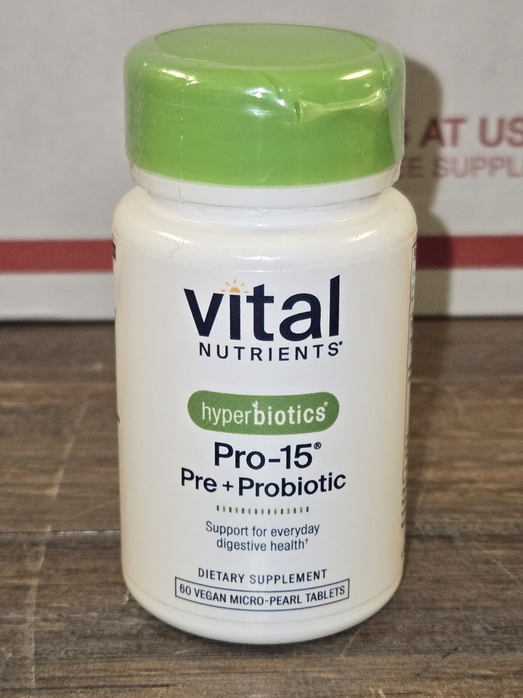 New! Hyperbiotics Pro-15 Pre + Probiotic, 60 Vegan Micro-Pearls Expires 07/2027