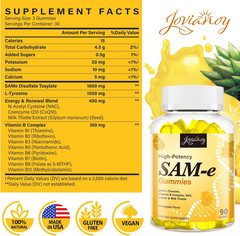 SAM-e Gummies with L-Tyrosine, Vitamin B Complex & NAC, CoQ10, High-Potency SAM-