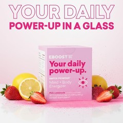 EBOOST Super Powder Drink Mix – Pink Lemonade 0.2 oz 20 Pack Hydration Energizer
