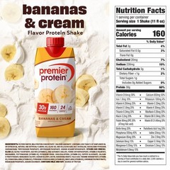 Premier Protein Shake, Bananas & Cream, 30g Protein, 11 Fl Oz, 4 Ct..