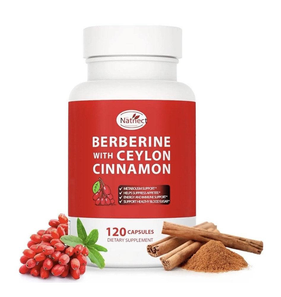 Natnect Berberine w/Ceylon Cinnamon 120ct Metabolism/Energy/Immune Support