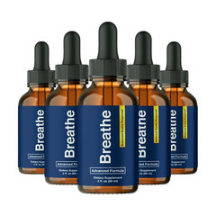 (5-Pack) Breathe Drops for Lung Cleanse & Detox, Respiratory Support Drops