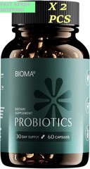 2 BOTTLES-NEW BIOMA Probiotics Digestive Health Gut Support for Men&Women 60Caps