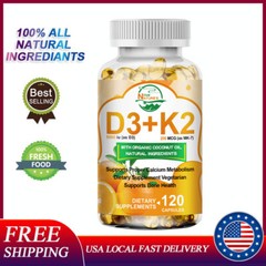 Vitamin D3 5000 IU + K2 200mcg 120 Capsules Extra Strength D3 K2 Supplements