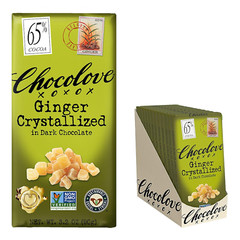 Chocolove Ginger Dark Chocolate Bars | 65% Cocoa | Infused with Crystalized Ging