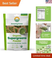 Nutrient-Packed Greens Powder with Spirulina & Wheat Grass – 5.29 Oz Canister