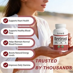 Lemeli Beetroot Capsules Extract 1300mg Pure Non-GMO & Gluten Free Beet Root
