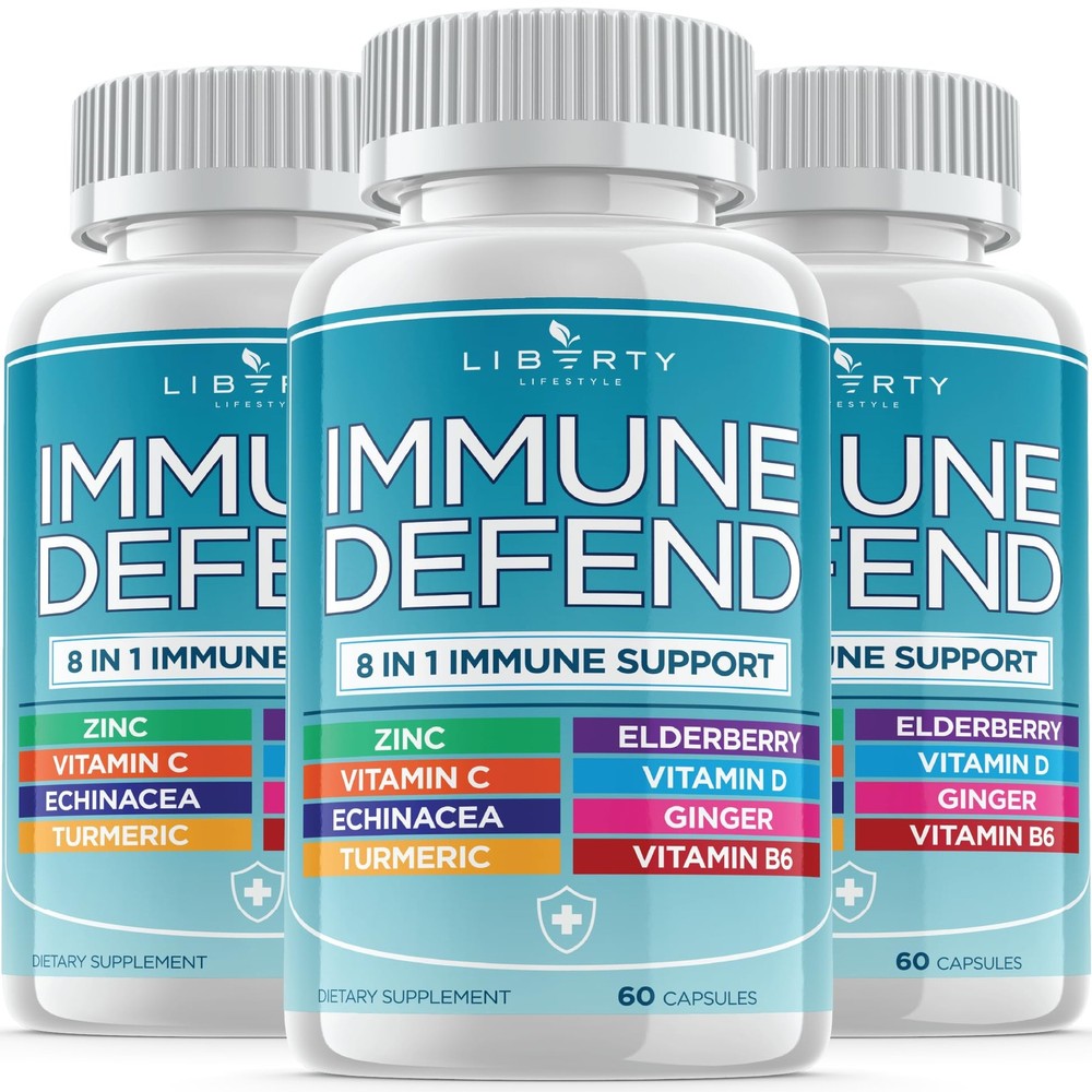 Liberty Lifestyle 8 in 1 Immune Supplement with 60 Count (Pack of 3)