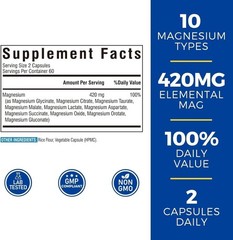 All-in-One 10-Form Magnesium Complex 420mg for Total Body Support