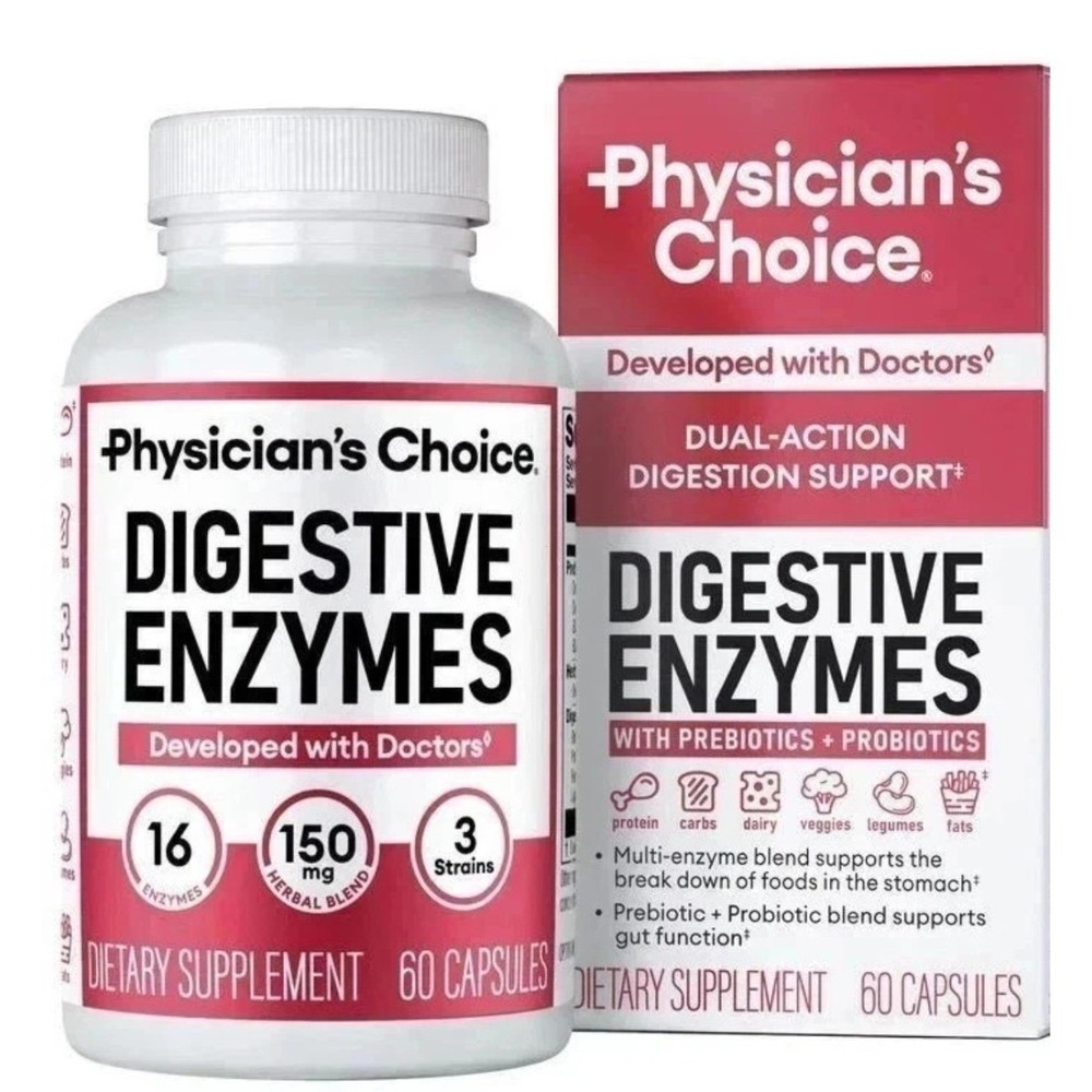 Physician’s Choice Prebiotic Enzyme Supplement Digestive Health 60 Count HQ