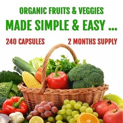 Organic Fruits and Veggies Supplement – 480 Vegan Fruits and Vegetable Capsules