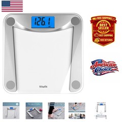 Tempered Glass Bath Scale – High Clarity Blue LCD, Lightweight, 0.1lb Accuracy