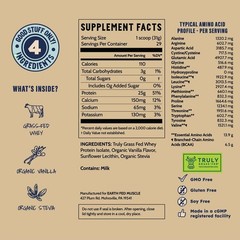 Earth Fed Muscle Whey Isolate Vanilla Grass Fed Protein Non GMO 29 Servings