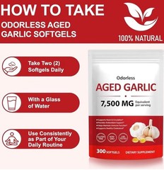 Odorless Garlic 7500Mg per Servings, 300 Softgels | 2 Years Aged Garlic Extra…