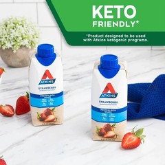 Atkins Strawberry Protein Shake 12 Pack – Keto Friendly, 15g Protein